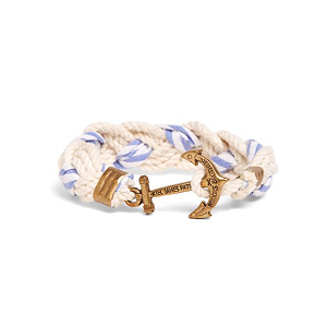 Kiel James Patrick White and Light Blue Braided Bracelet